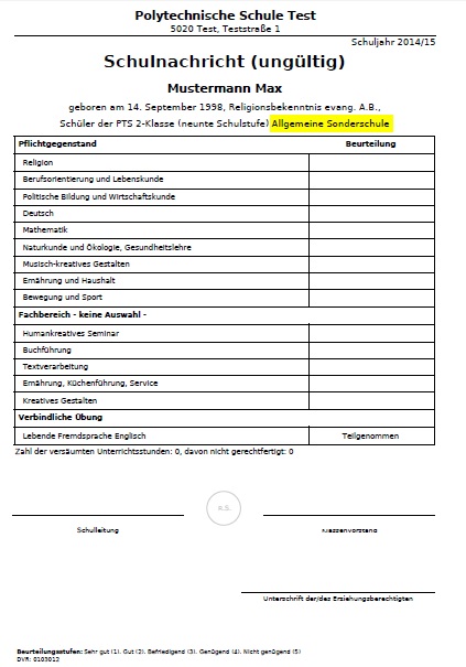 zeugnisdruck pts aso